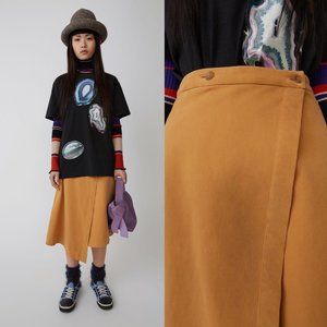 Acne Studios A-Line Midi Wrap Skirt Tan Yellow